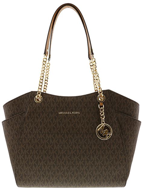 michael kors leather shoulder tote chain strap|Michael Kors handbag shoulder strap.